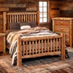 Handcrafted log wooden chest with four spacious drawers