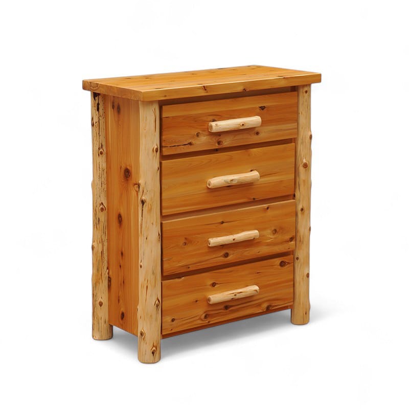 voyageur 4 drawer chest _ main pic 1 Cedar wooden chest with natural grain and knot details