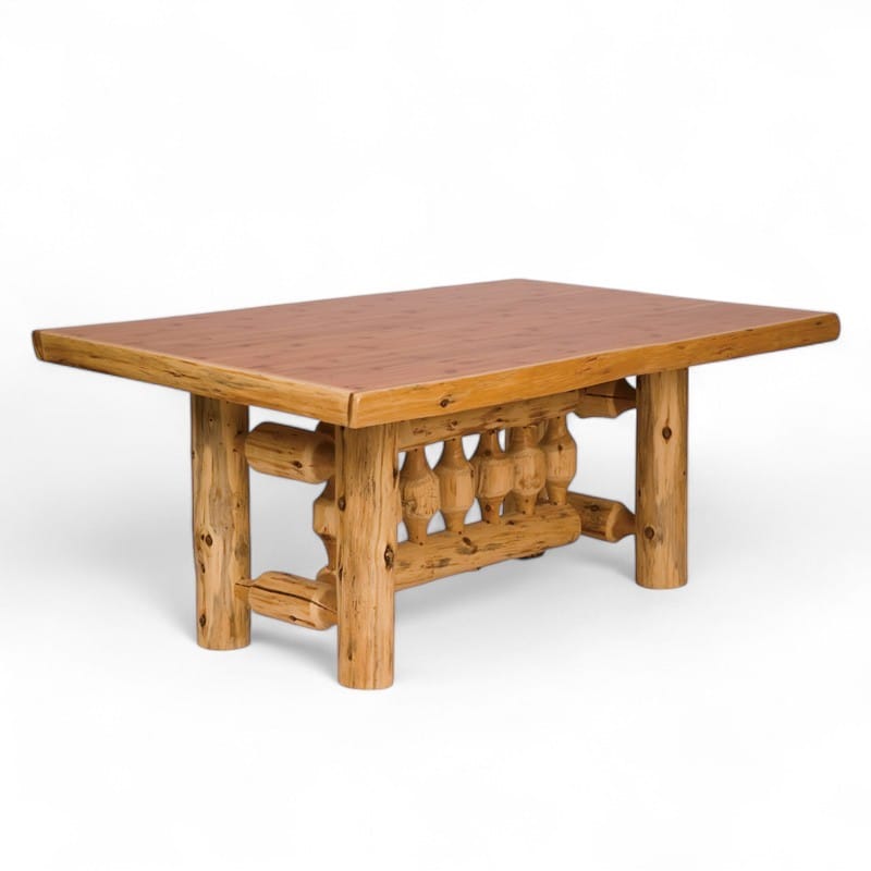 cedar log rectangle dining table _ main pic 1-Photoroom-Photoroom Handcrafted rustic dining table made from cedar logs