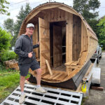 8 Person Barrel Sauna with Changing Room & Front Porch | Wood or Electric Sauna | 7' x 14' | Cedar Sense - Image 4