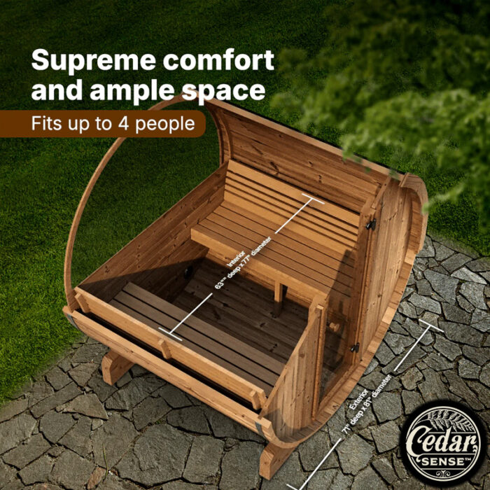 4 Person Barrel Sauna | Sauna Life | Model E7W | Rear Window - Image 8