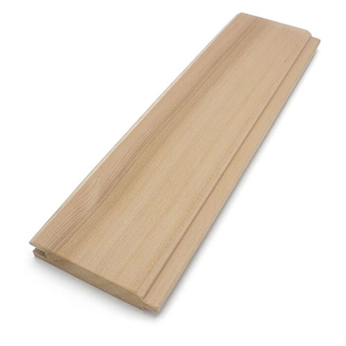 Cedar panel board with tongue and groove profile for sauna build