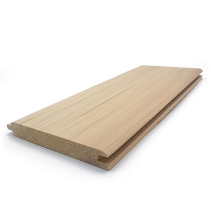 Cedar for sauna interior paneling showing tongue and groove profile