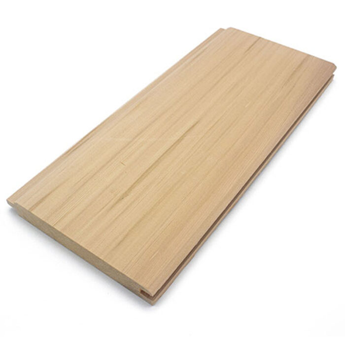 Natural cedar wood with tongue and groove edges for sauna interiors