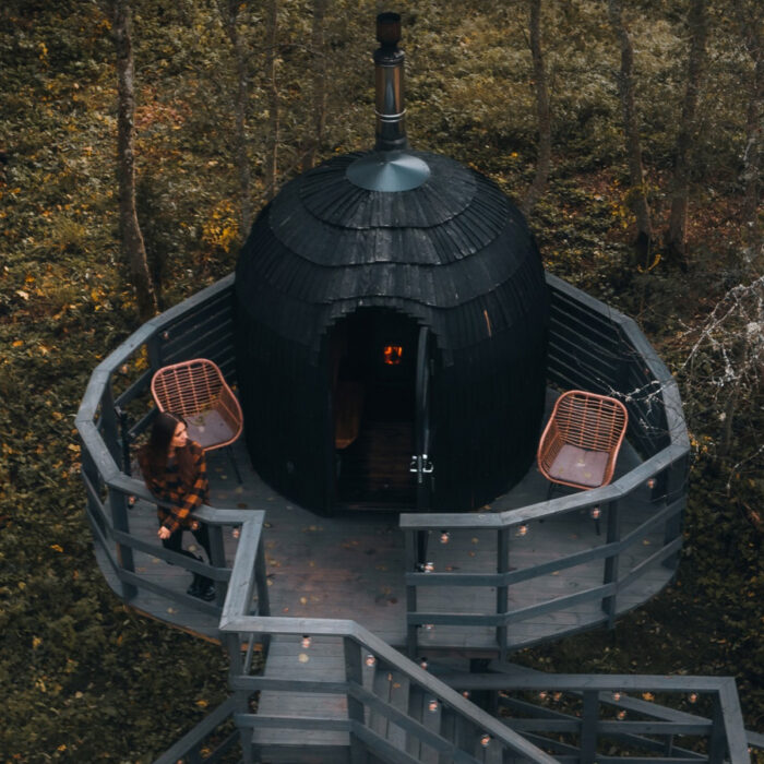 Handcrafted outdoor sauna construction process