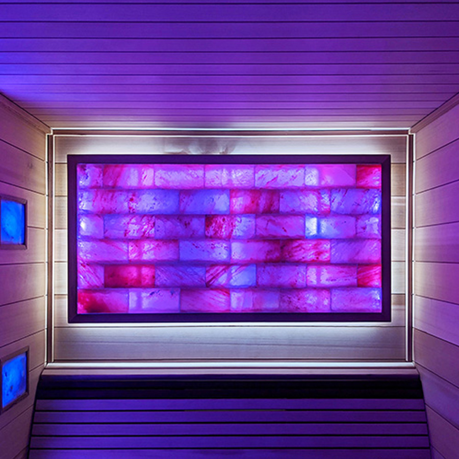 PROSAUNAS Small Himalayan Salt Lights _ large _ lifestyle 1 Large Himalayan Salt Sauna Feature Wall with LED | 24", 36", or 48" Height - Image 1