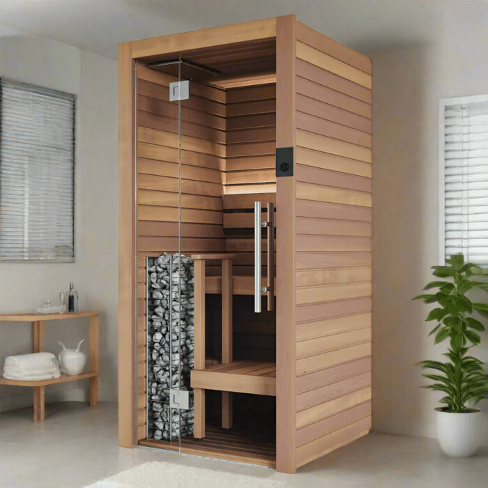 1 Person Indoor Premium Sauna Kit | Auroom Cala Glass Mini | Aspen or Thermo-Aspen - Image 5