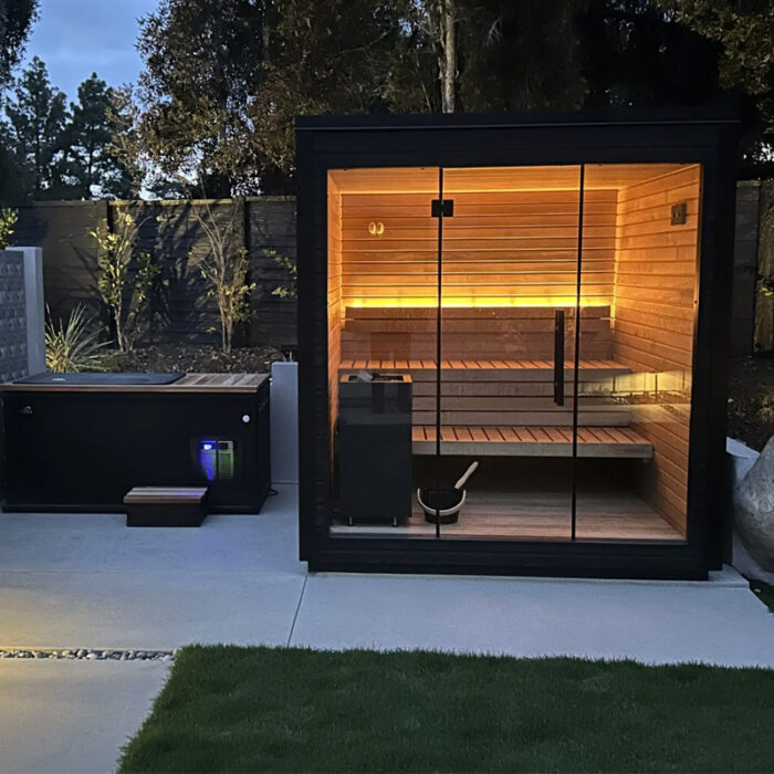 5 Person Mira L Spa-Grade Sauna | Glass Front Outdoor Cabin by Auroom | Black or Natural Finish - Image 10