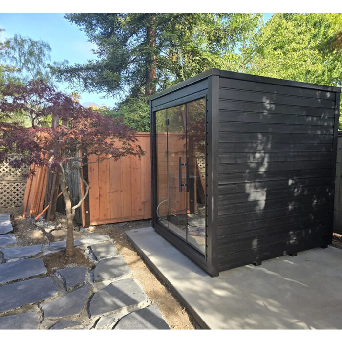 5 Person Mira L Spa-Grade Sauna | Glass Front Outdoor Cabin by Auroom | Black or Natural Finish - Image 22