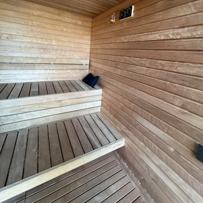5 Person Mira L Spa-Grade Sauna | Glass Front Outdoor Cabin by Auroom | Black or Natural Finish - Image 24