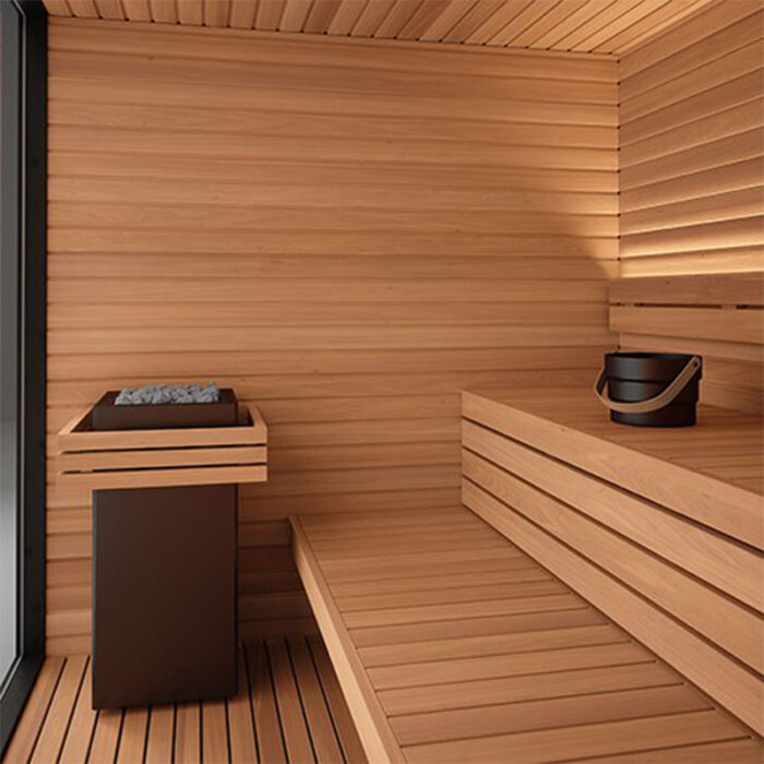 5 Person Mira L Spa-Grade Sauna | Glass Front Outdoor Cabin by Auroom | Black or Natural Finish - Image 4