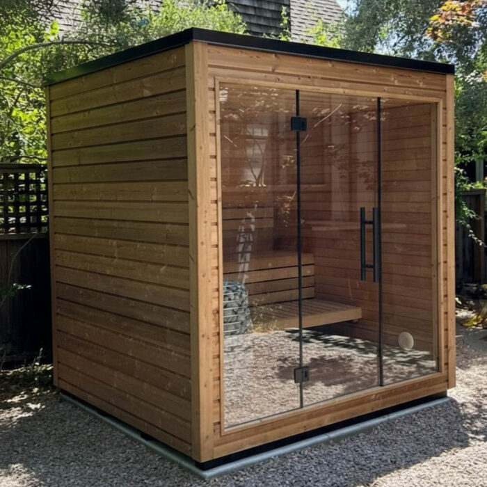 5 Person Mira L Spa-Grade Sauna | Glass Front Outdoor Cabin by Auroom | Black or Natural Finish - Image 5