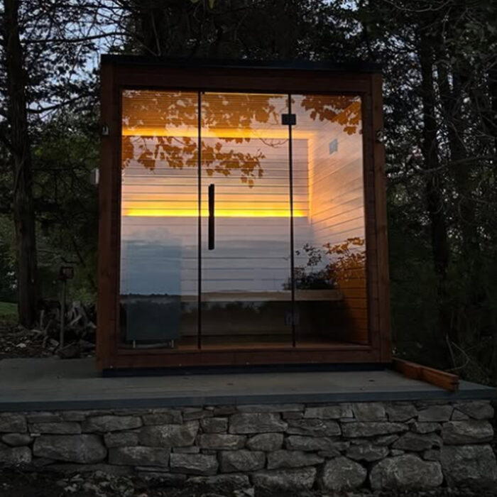 5 Person Mira L Spa-Grade Sauna | Glass Front Outdoor Cabin by Auroom | Black or Natural Finish - Image 21