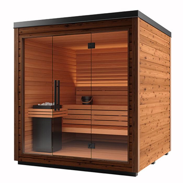 5 Person Mira L Spa-Grade Sauna | Glass Front Outdoor Cabin by Auroom | Black or Natural Finish - Image 2