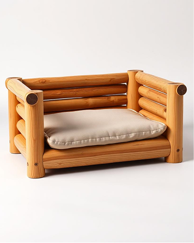Cedar Log Dog Bed