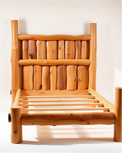 Cedar Log Twig Bed Frame