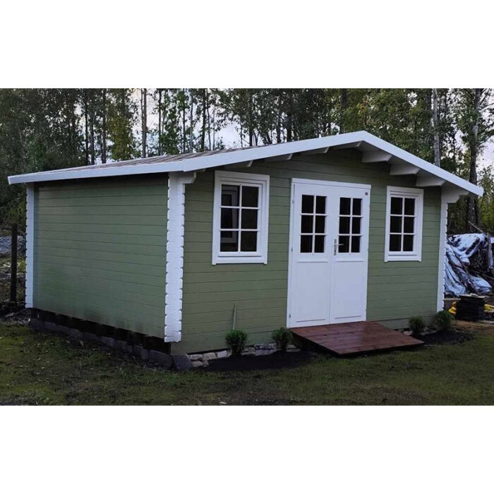 Room shed with double doors and tilt-and-turn window