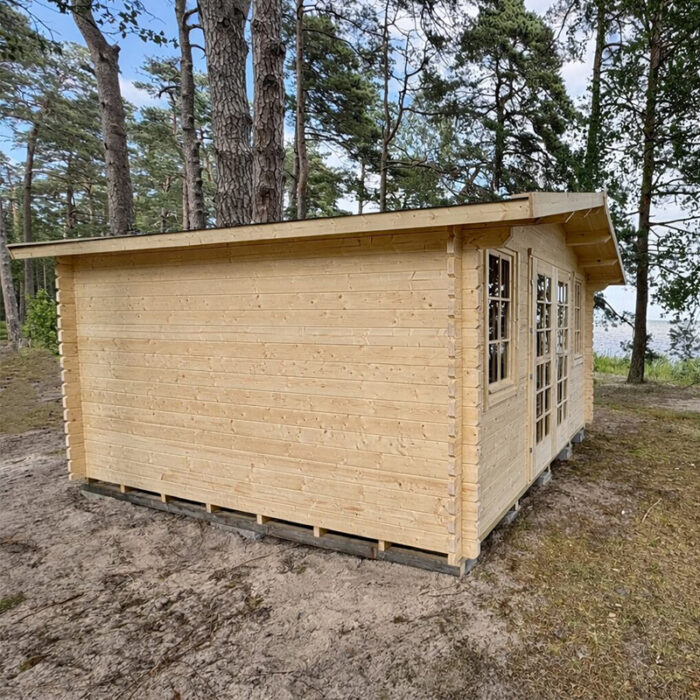 Shed kit with French doors and large windows