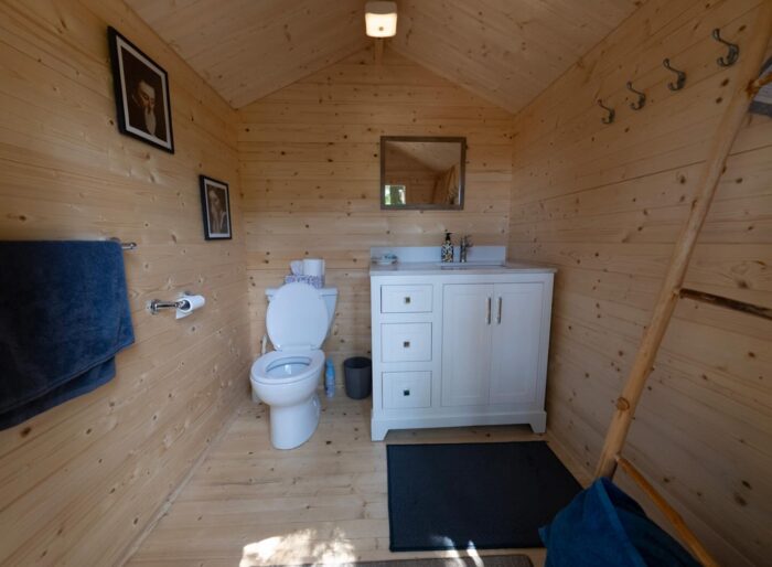 Small wooden shed for garden tools and outdoor storage
