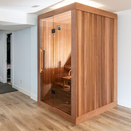 Modern compact sauna for home wellness room